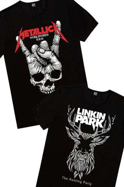 ROCKANDROLL Ανδρικό μπλουζάκι μαύρο γεωμετρικό ελάφι, Dry Hand Eco Package 2