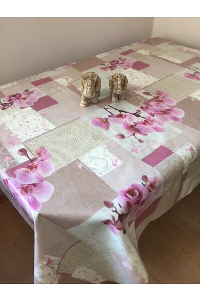 CLK Home مفرش طاولة بلاستيكي قابل للمسح مبطن من مادة PVC باللون الأرجواني