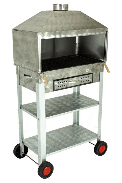 METEHAN MANGAL SOBA Davlumbazlı Bacalı Maltız Izgaralı Çekmeceli Krom Mangal ...