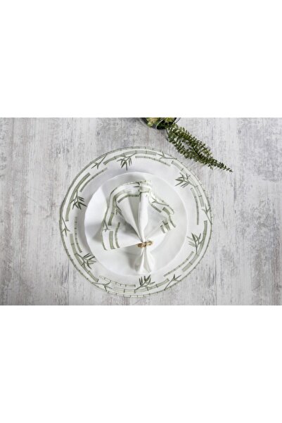 caka home design 2'Lİ SUPLA bamboo NAKIŞLI KETEN EFEKTLİ ( YEŞİL )