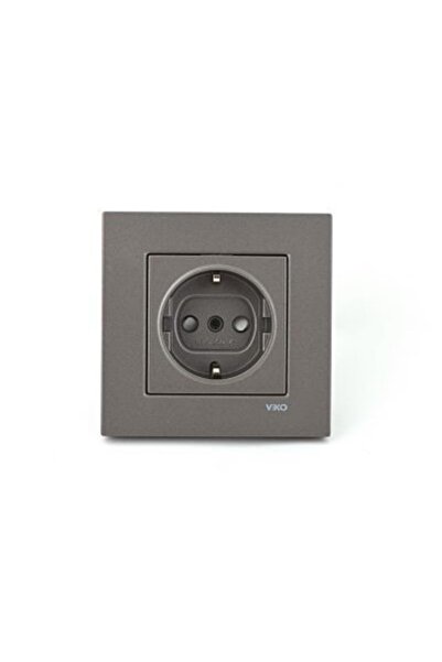 VİKO Novella Antrasit Topraklı Priz Çocuk Korumalı Mekanizma+kapak+çerçeve