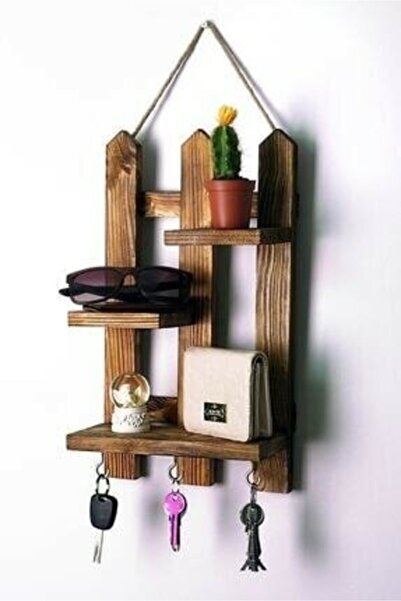 pinoxi Ahşap Duvar Rafı Anahtarlık
