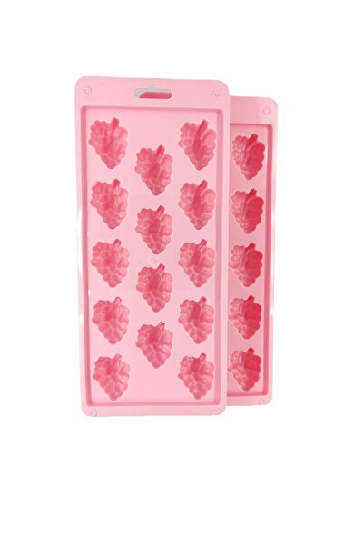 fafatara Pembe 14 Bölmeli Desenli Yapışmaz Silikon Bas Çıkar Buzluk Buz Kalıb...