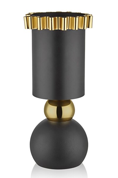 SETABIANCA Pirinç Detaylı Dalgalı Uzun Vazo