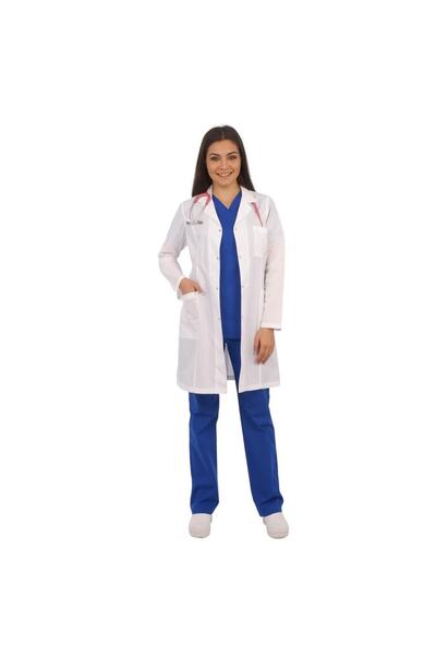 Emel Tekstil Beyaz Kadın Forma Uzun Kol Uzun Boy Önlük