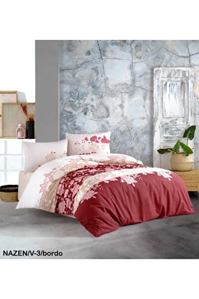 Kristal Nazen Bordo Ranforce Çift Kişilik Nevresim Takımı