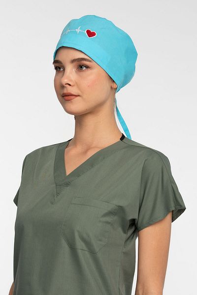 Owlet Medikal Light Blue Surgical Bonnet with Rhythm Embroidery