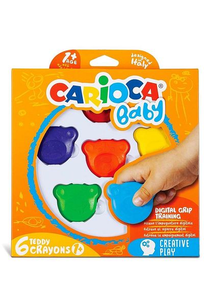 CARIOCA 6-Piece Teddy Baby Crayons - +1 Age Paint Set