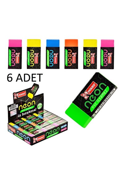Mikro Неонові кольорові гумки, 6 шт., середнього розміру