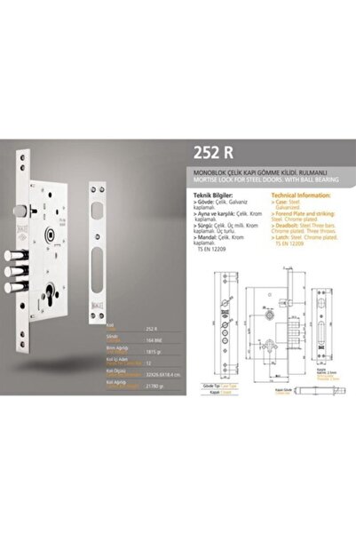 Kale Kilit 252rsn M.blok Ç.kapı Kilit Saten