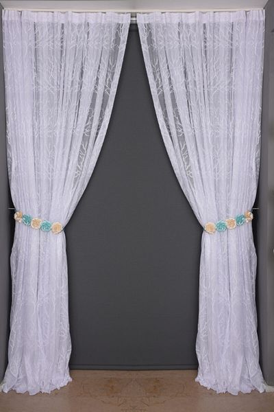 AKÇA TEKSTİL Granite Model White Color Single Wing Planted Pleated Background Curtain 300*260 Cm