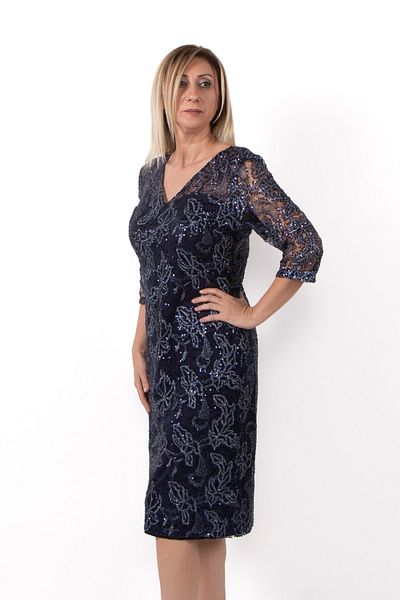 EZZE Women's Plus Size Lace Evening Dress 3223 Navy Blue