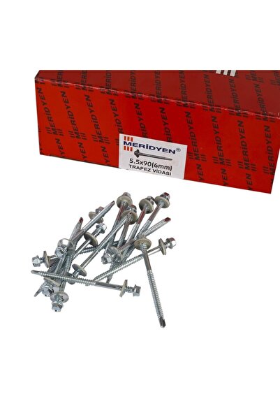 Meridyen 5.5 X 90 Mm Matkap Uçlu Trapez Çatı Vidası 200 Adet