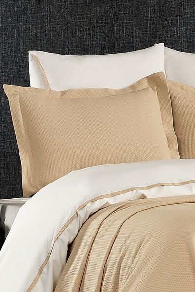 Minelya Home Collection Σετ κρεβατιού 7 τεμαχίων με κάλυμμα Mimoza Διπλό Μπεζ Παπλωματοθήκη