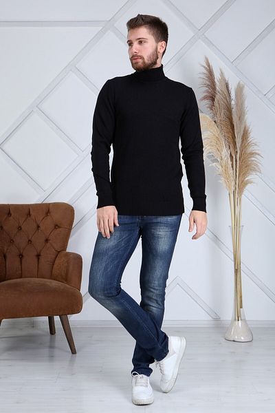 U.S. Polo Assn. Мъжки черен обикновен пуловер с поло яка