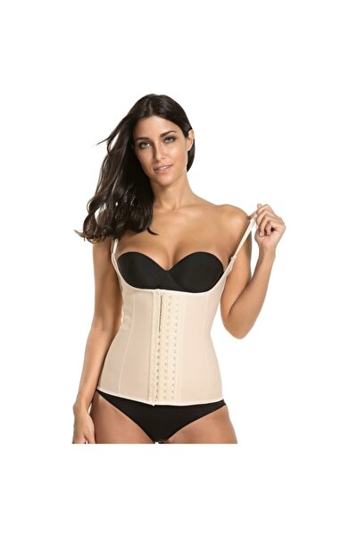 Dr. Cornell Kadın Ten Latex Korse Askılı C?elik Balenli 3 Kademeli Agraflı S?...