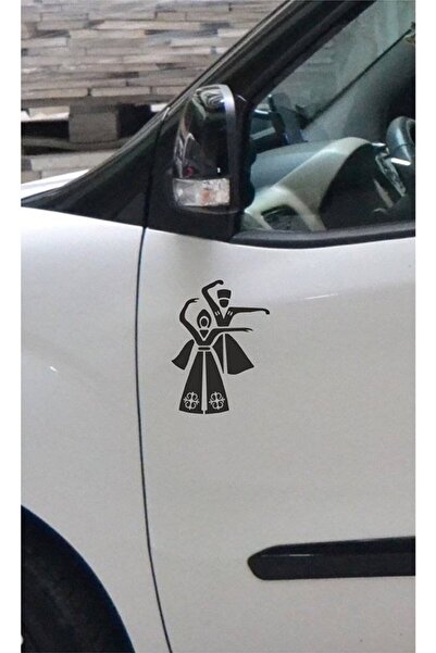 TSC Çerkes Kadın Erkek Araba Sticker Araba (siyah) 18 Cm 2 Adet