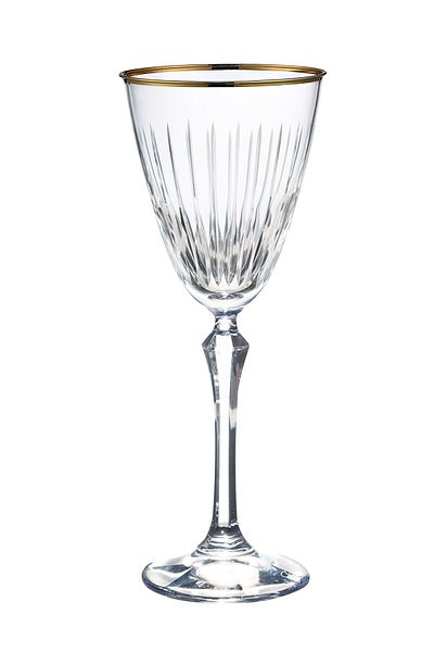 KCD Lavita Gold Cut Hand Decor Gilt Patterned Glass 6 Pieces Glass Goblet with Foot