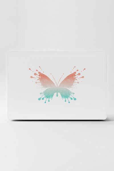TUGİBU Laptop Sticker Kaplama Notebook Macbook Beyaz Kelebek