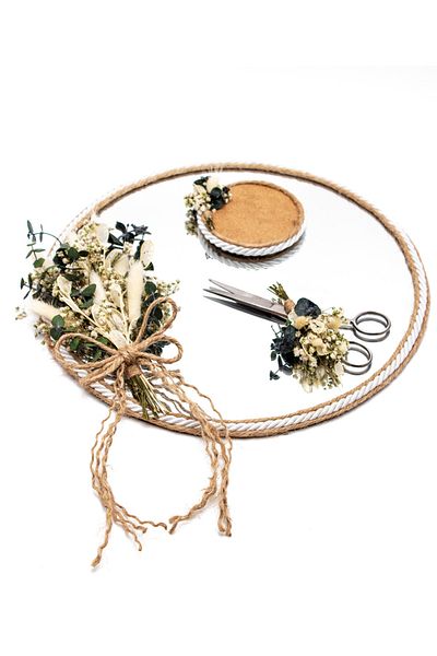 Lora Wedding Σετ δίσκου αρραβώνων με φυσικά αποξηραμένα λουλούδια