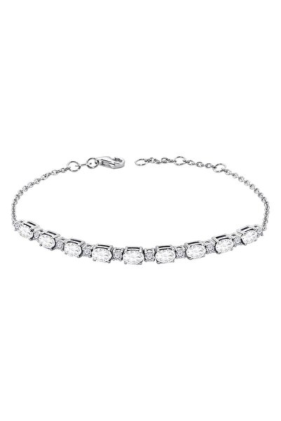 Sirius Pırlanta Pırlanta ve Oval Beyaz Topaz Sırataş Bileklik