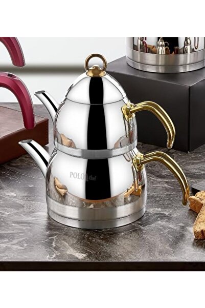 Cosiness Zümrüt Mega Boy Gold Saplı Çelik Çaydanlık