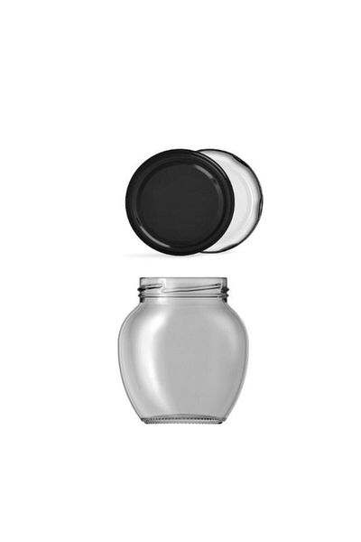 Paşabahçe Glass Jar Egg 370 Cc Black Lid 6 Pieces