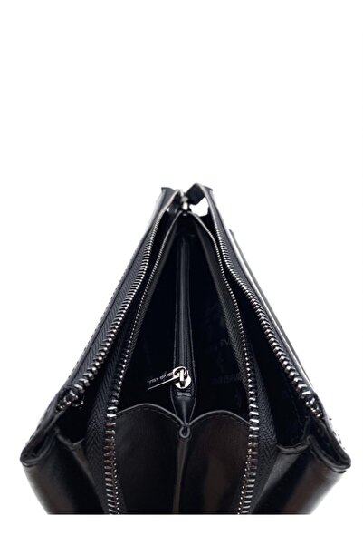 Eminsa Siyah Hakiki Deri Erkek El Çantası