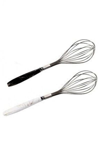 ASYA BAZAAR 2 Pieces Stainless Metal Handle Marble Patterned 2-Piece Egg Dough Cake Ingredient Beater