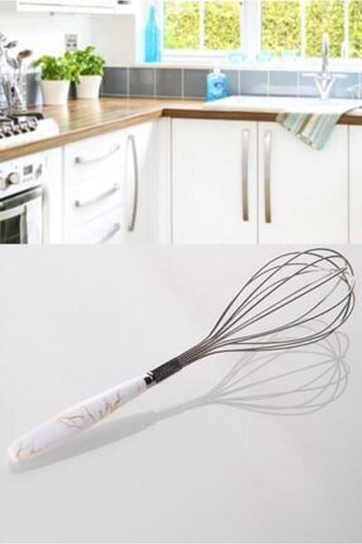 ASYA BAZAAR 2 Pieces Stainless Metal Handle Marble Patterned 2-Piece Egg Dough Cake Ingredient Beater