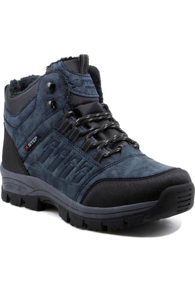 XStep Men's Navy Blue Zippered Fur Boots X6