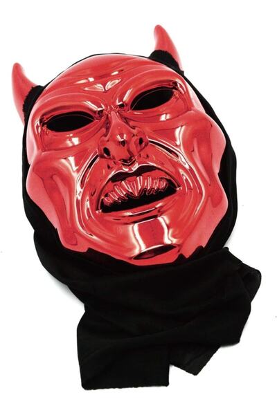 Genel Markalar Kırmızı Renk Pelerinli Kapüşonlu Halloween Şeytan Maskesi