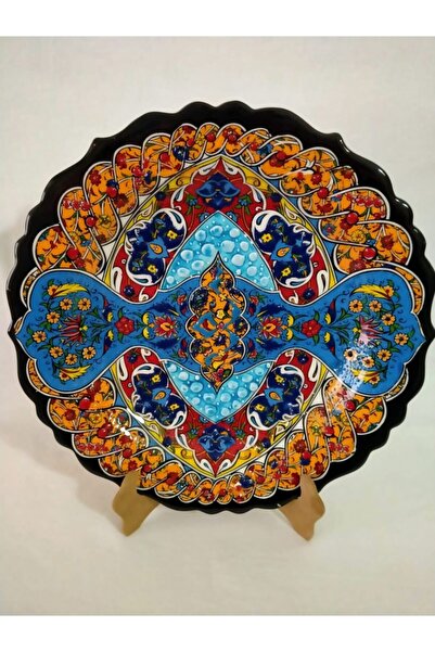 Sultan Çini -30 Cm Çini El Emeği Desenli 30 Cm Özel El Işi Teship Sanatı Duva...