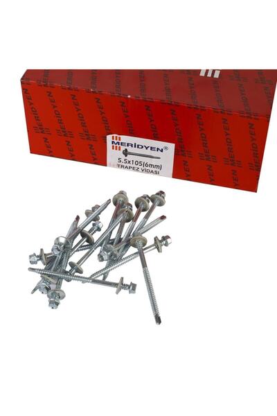 Meridyen 5.5 X 105 Mm Matkap Uçlu Trapez Çatı Vidası 150 Adet