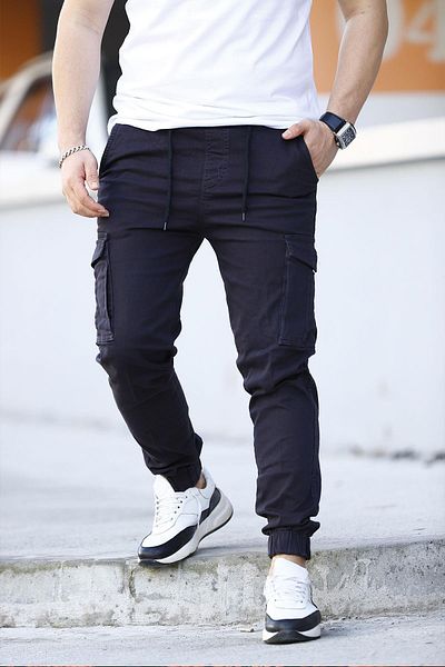 Luppo Club Cargo Pocket Waist and Leg Elastic Jogger Smoked Men's Trousers