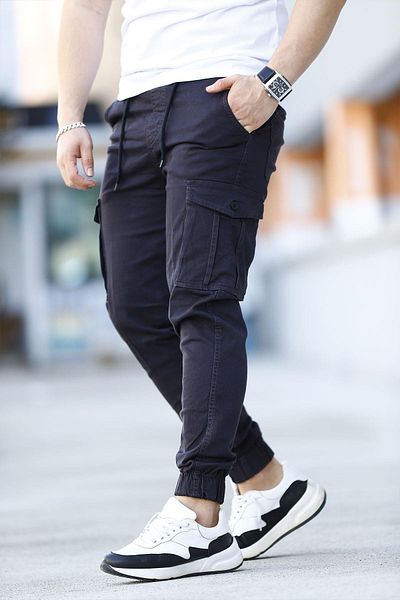 Luppo Club Cargo Pocket Waist and Leg Elastic Jogger Smoked Men's Trousers