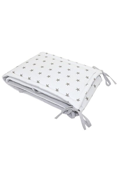 Jaju Baby Beyaz Zemin Gri Yıldız 80x130 Montessori/beşik Bebek Kenar Koruma Ö...