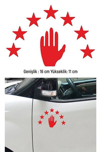 TSC Abhaz Flag Patterned Red Car Sticker - 16 Cm, 2 Pieces