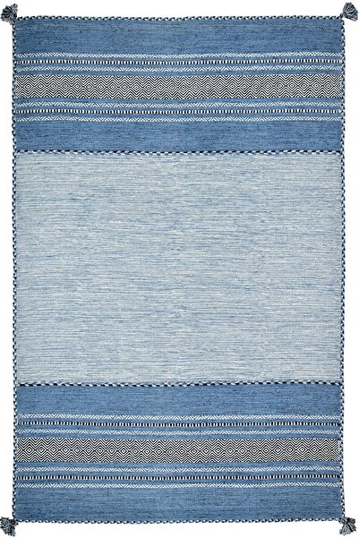 MYHOME HALI Trb-01 Iskandinav Pamuk Kilim El Dokuma Açık Mavi