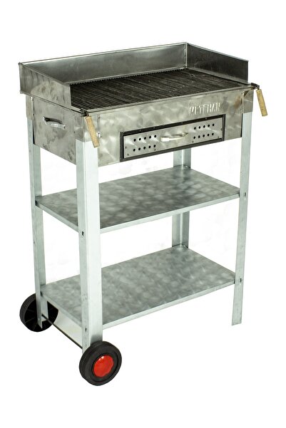 METEHAN MANGAL SOBA Battal Boy Çekmeceli Pervazlı Maltız Izgaralı Krom Mangal (2 Tekerlekli) Mth-258