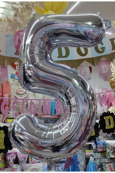 ikm balon Foil Number Balloon Medium Size 75 Cm Silver 5