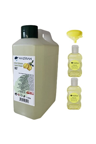 Haziran Limon Kolonyası 80 Derece 1 Litrelik Bidon + 2 Adet 50 Ml 80° Mini Ko...