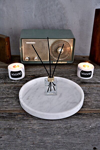 Voodo Concept صينية تقديم رخام شوكولاتة بيضاء قطر 30 سم