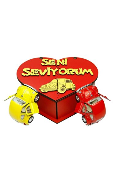 Vardem I Love You Written Wooden Vosvos Gift Set Yellow Red