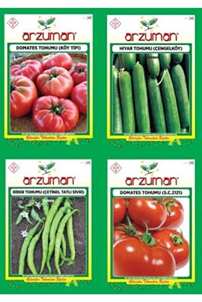 Arzuman Bahceziraat Set2 Domates Hıyar Biber Domates Tohumları 4 Adet