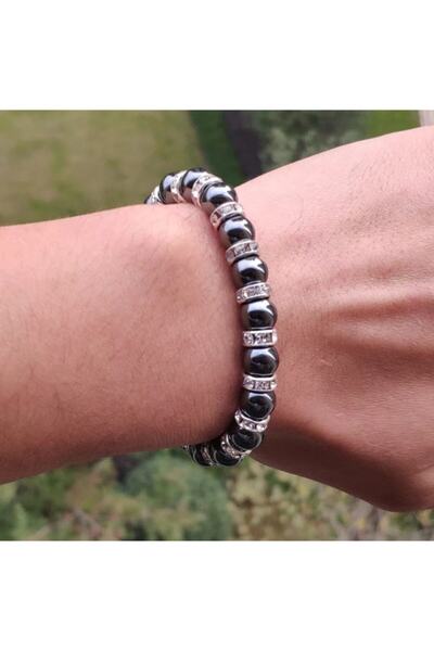 platin hediyelik سوار حجر الهيماتيت الطبيعي مع غسالة سوار من الحجر الطبيعي للنساء