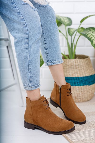 Deripabuc Genuine Leather Tan Suede Women's Leather Boots Trc-2733