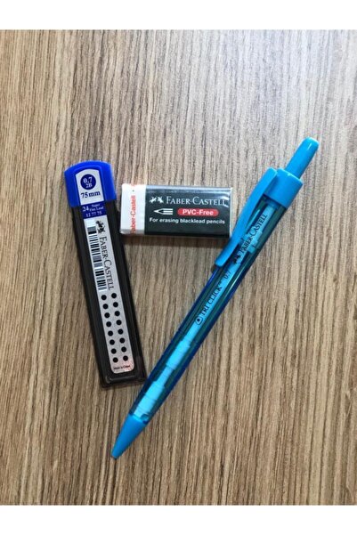 Faber Castell مجموعة قلم ممحاة بنقطة 0.7 مم من Tri Click باللون الأزرق