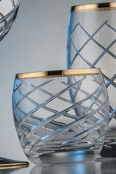 KCD Armonı Platinum Cut Hand Decor Gilded 6 Pieces Patterned Water Glass Set