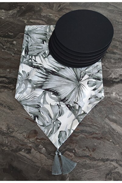 dehaberk طقم مفارش أطباق باللون الأسود مكون من 6 قطع بنمط قاعدة الجمل